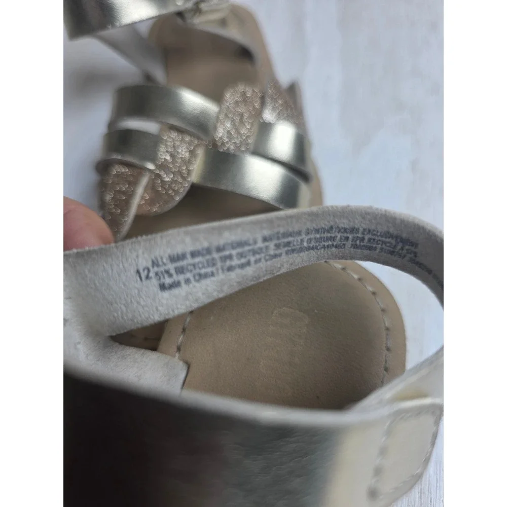 Gymboree Girls Gold Metallic Glitter Strappy Sandals Size 12 Boho Classic Summer